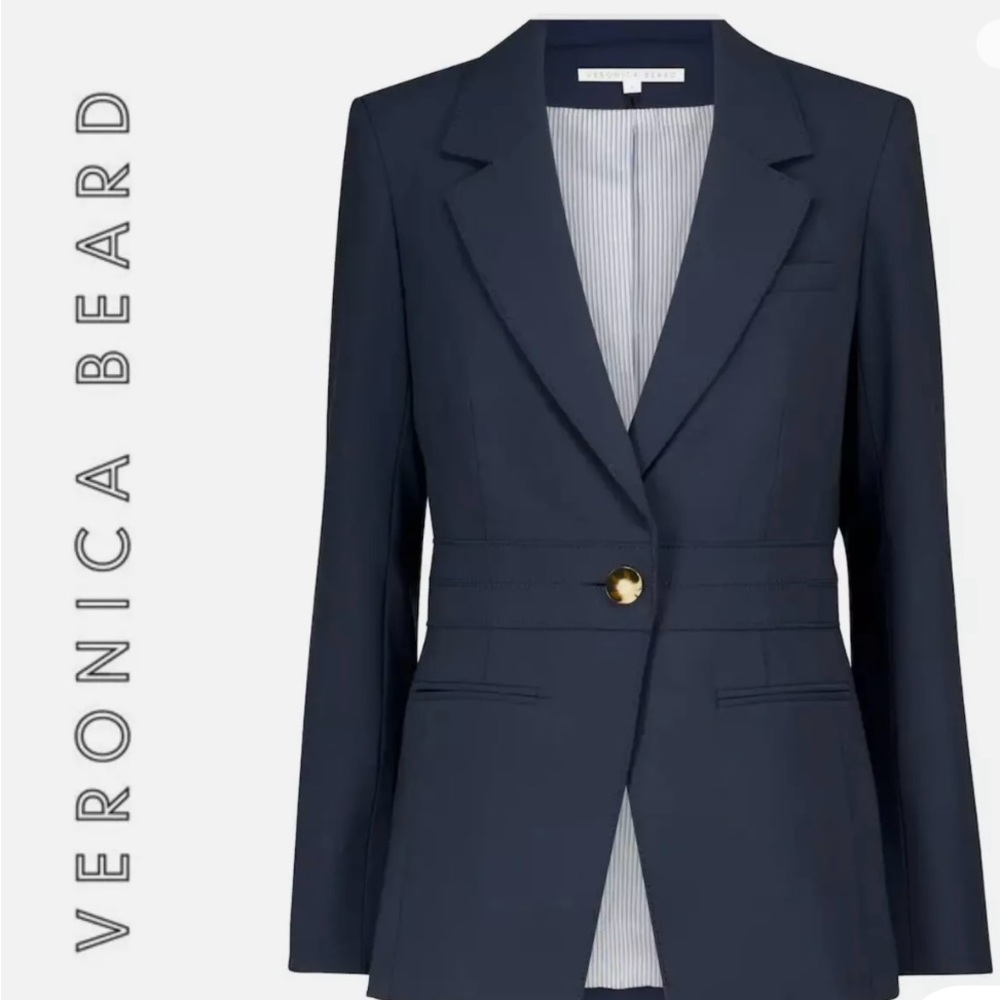 NWOT classic navy Veronica Beard dickey blazer. Size 2